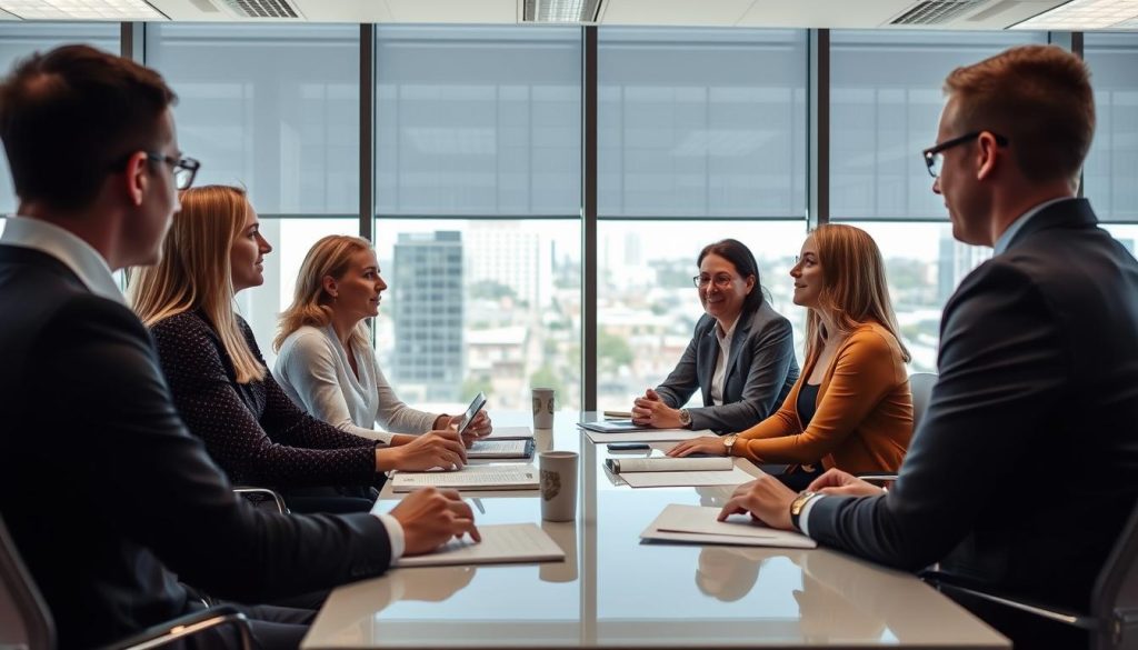 Albury workplace with professional staff in meeting