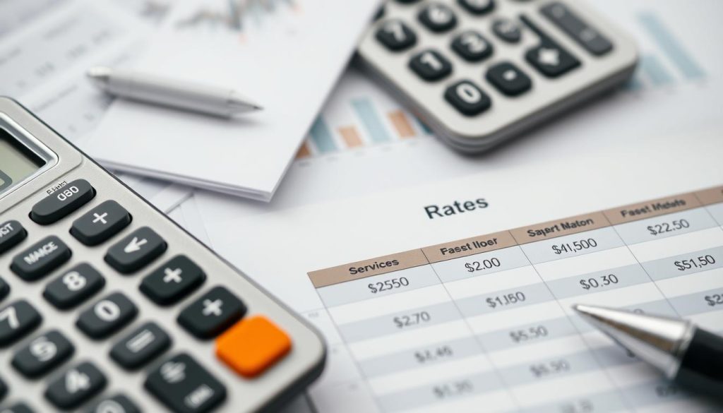 Financial documents and calculator showing cost comparison