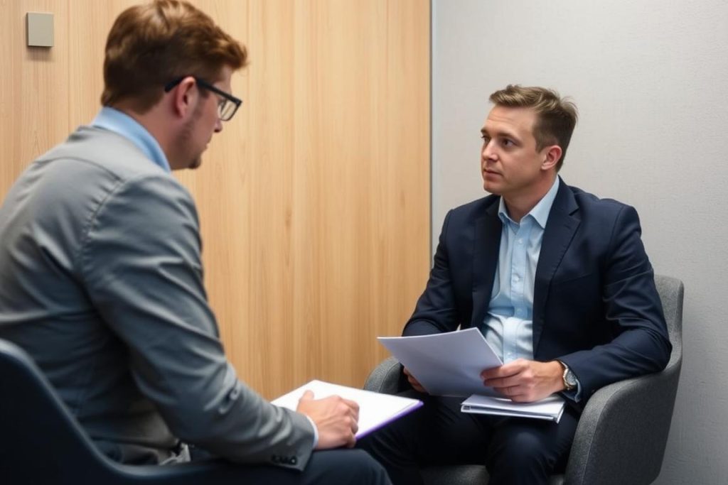 Professional investigator conducting a Geelong misconduct investigation interview