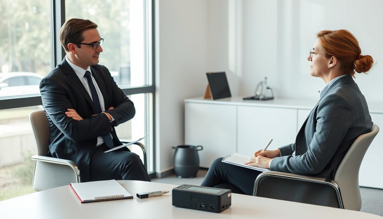 Professional investigator conducting an Albury misconduct investigation interview