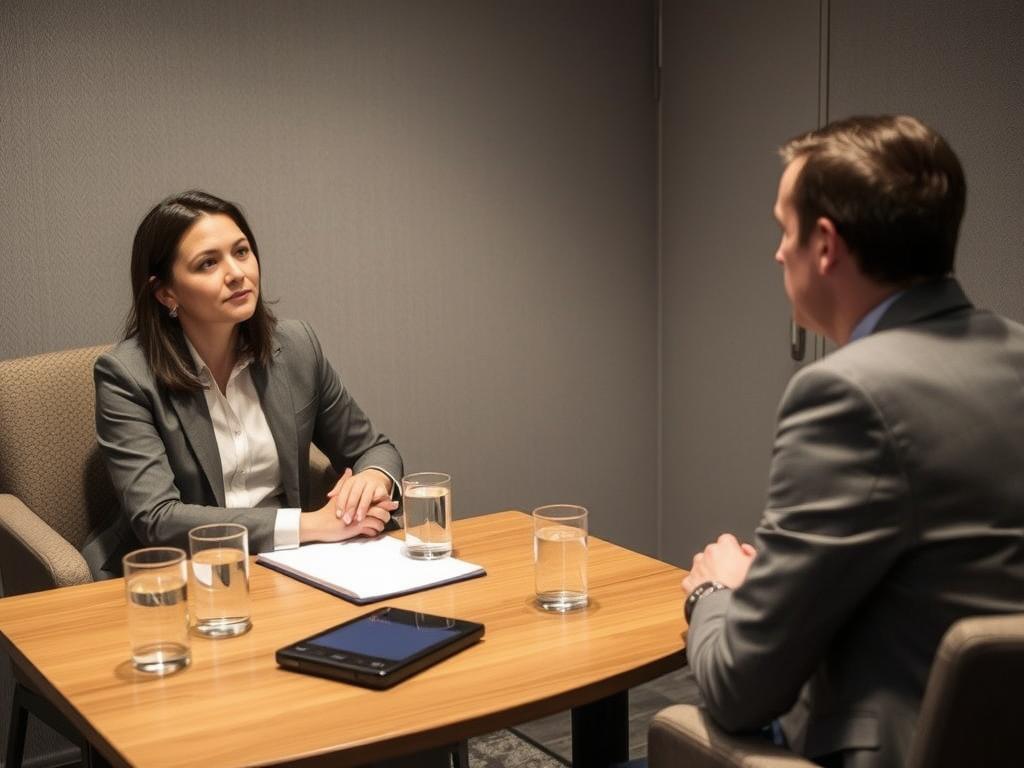 Professional Geelong workplace investigator interviewing employee