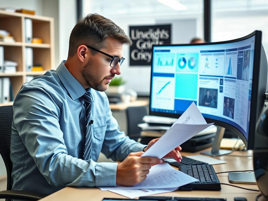 Professional investigator reviewing Ballarat workplace bullying investigation documents Professional investigator reviewing Ballarat workplace bullying investigation documents