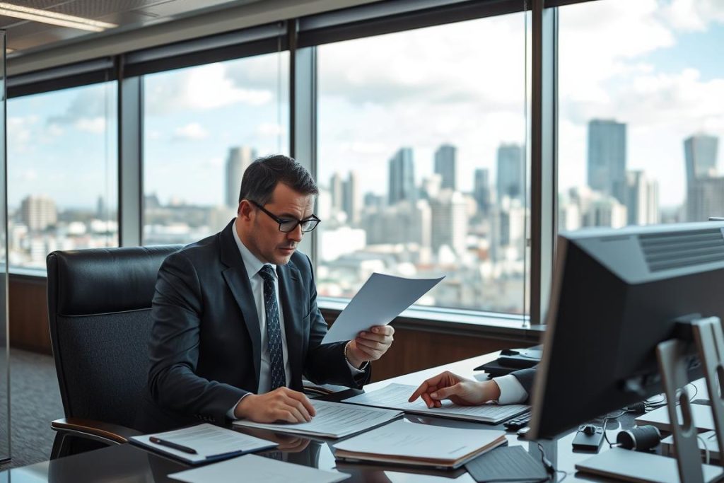 Professional investigator reviewing evidence for a Melbourne workplace investigation