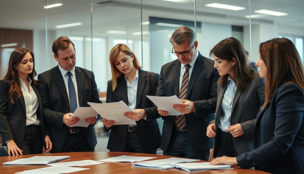 Professional workplace investigators reviewing documentation Professional workplace investigators reviewing documentation