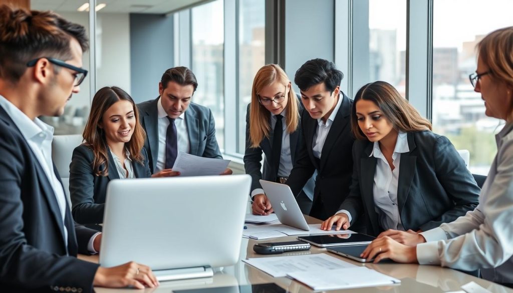 Team of professional workplace investigators reviewing case materials in Bendigo office