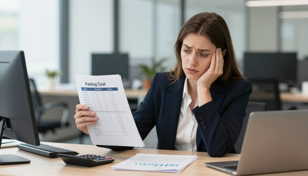 Business professional calculating cost savings