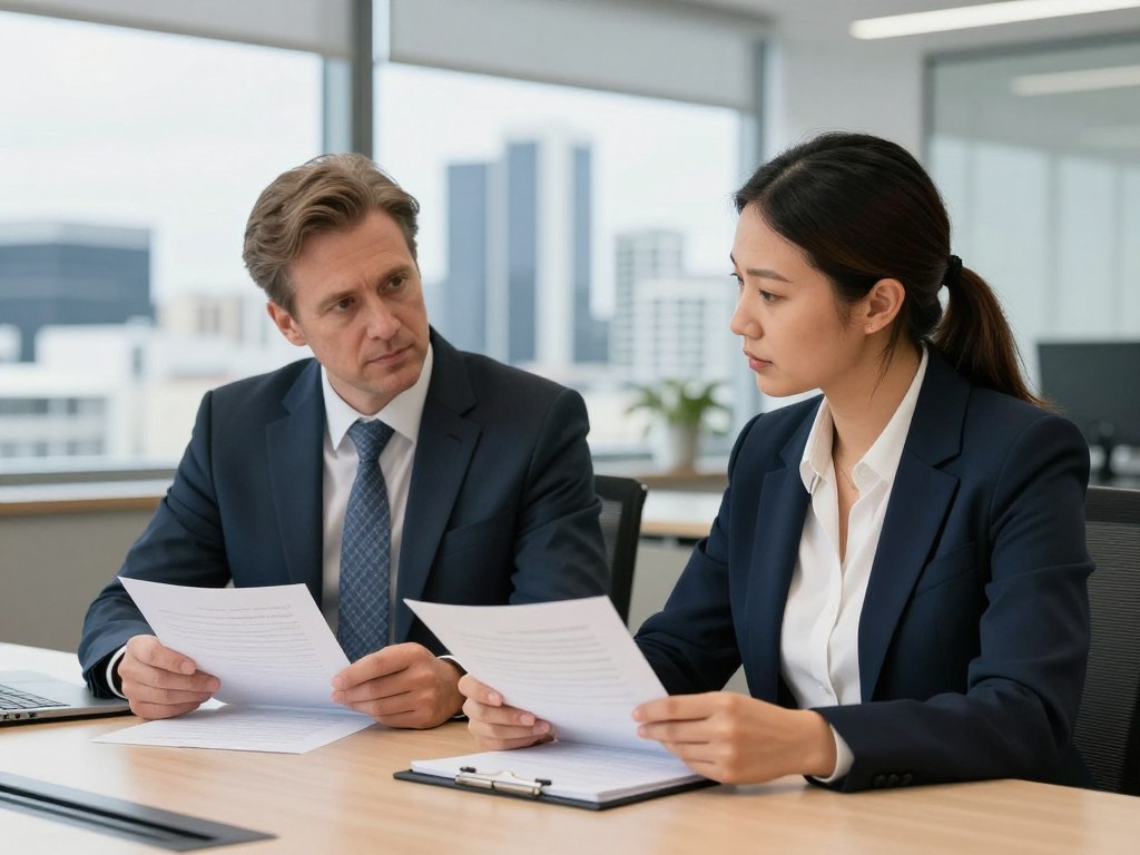 HR professionals reviewing workplace investigation documents in Albury Wodonga office