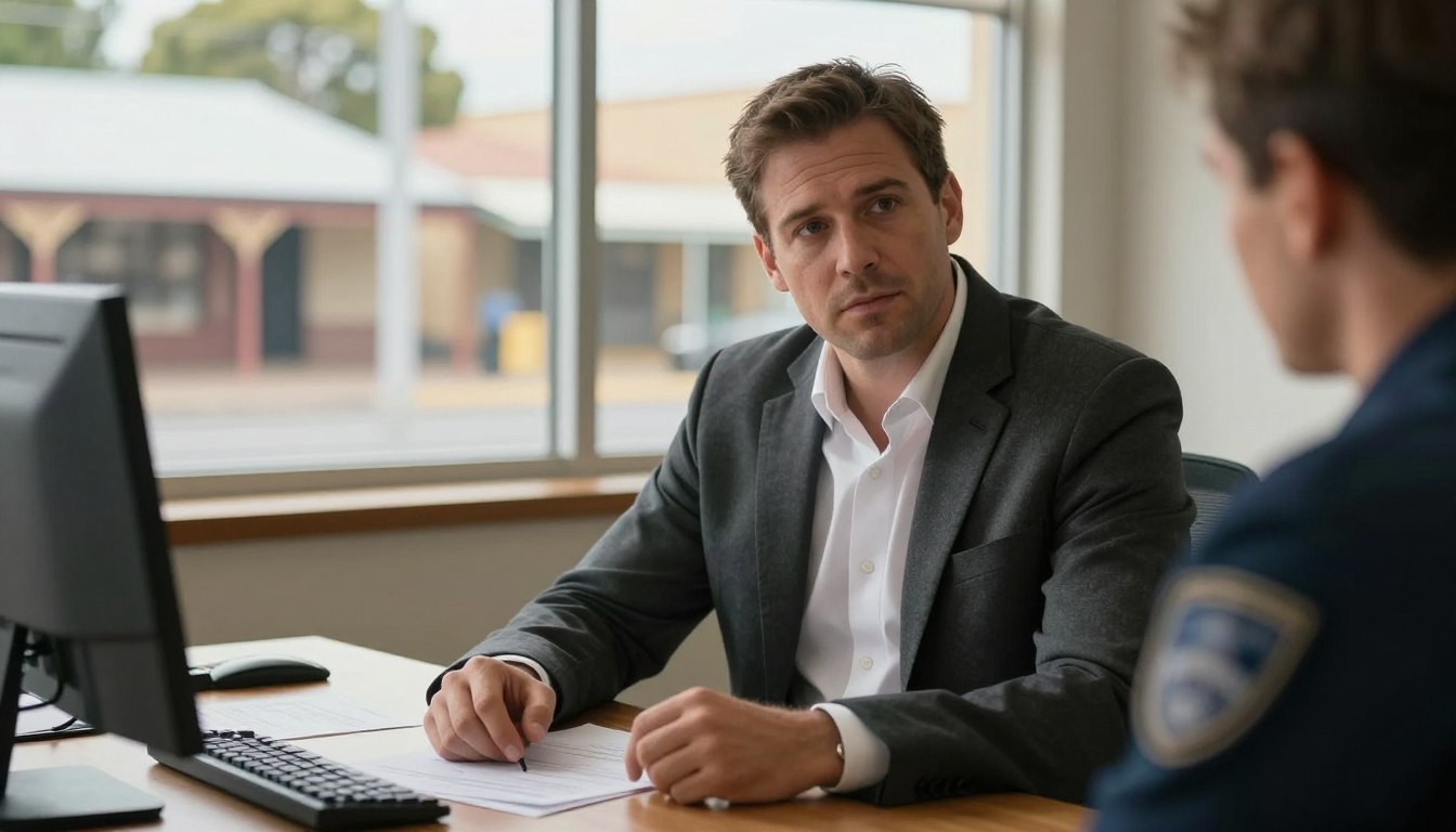 Professional Maryborough workplace bullying investigator reviewing documents in a sunlit office