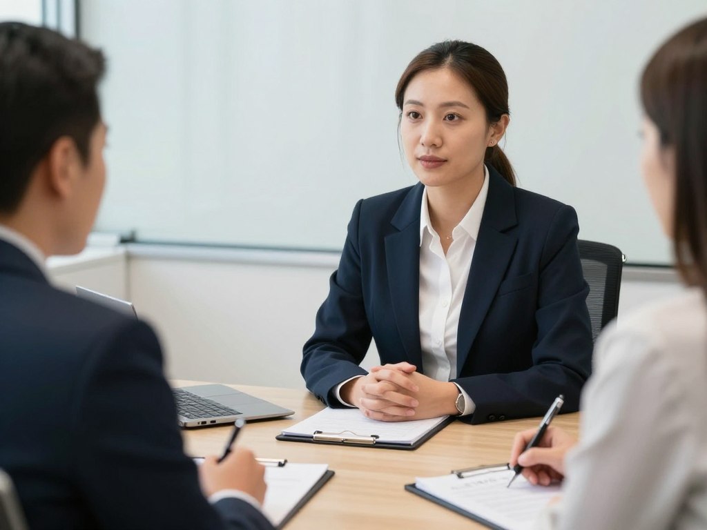Professional investigator conducting a confidential interview for a sexual harassment case Professional investigator conducting a confidential interview for a sexual harassment case