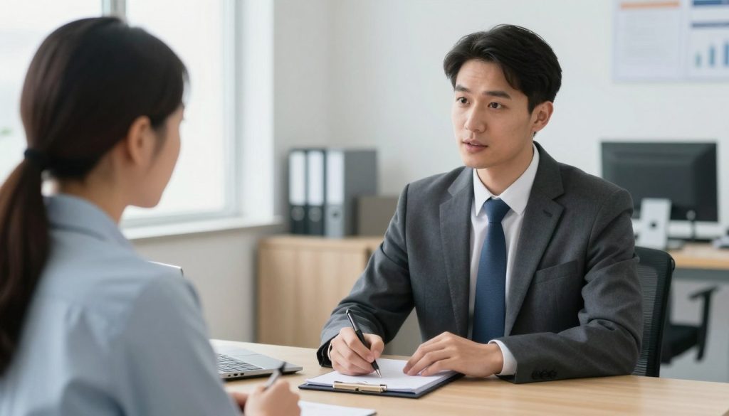 Professional investigator conducting an interview