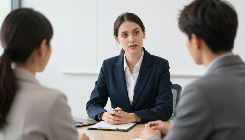 Professional investigator conducting an interview