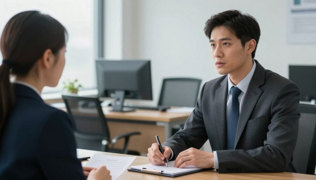 Professional investigator conducting interview