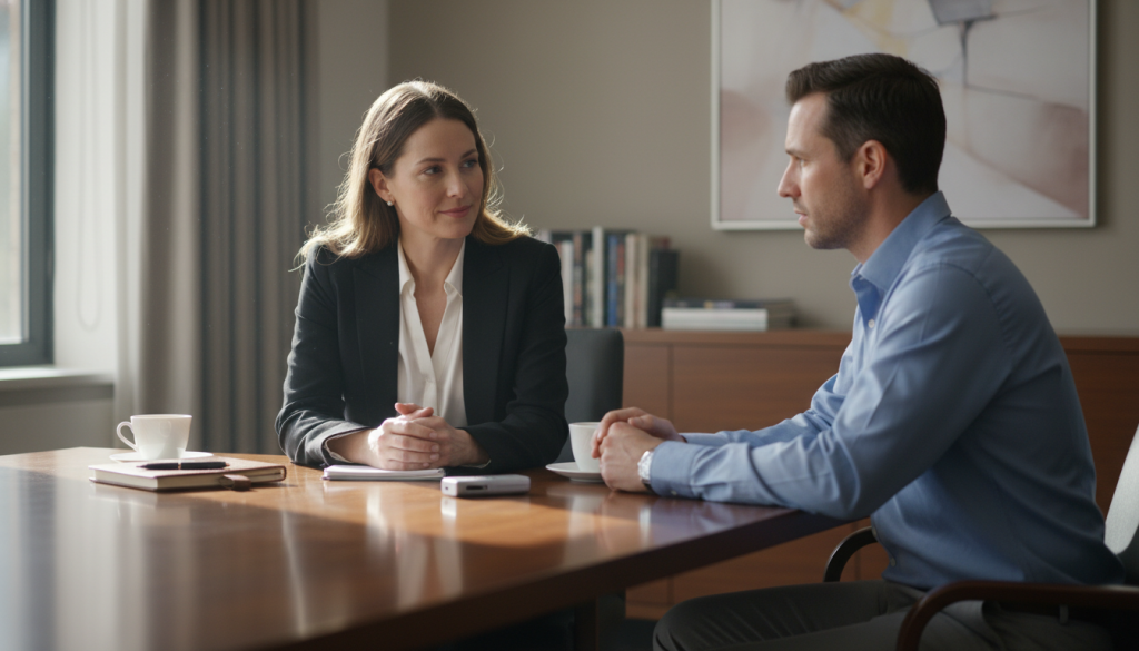 Professional investigator interviewing employee for Mildura HR workplace investigation