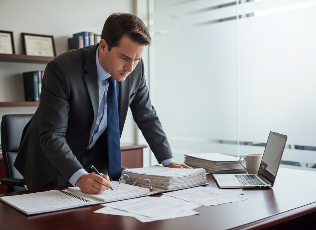 Professional investigator reviewing documents for a Mildura HR workplace investigation