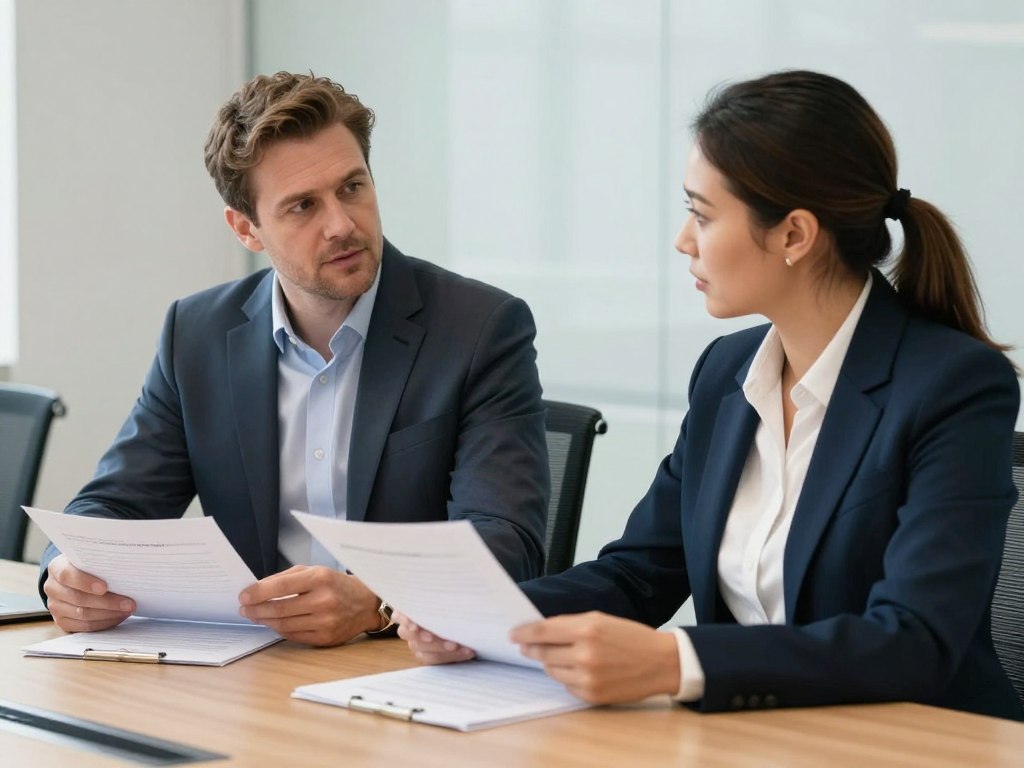 Two professionals discussing a Bendigo workplace investigation case